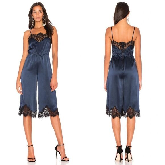 Alice + Olivia by Stacey Bendet Quincy Blue Navy Jumpsuit Lace Size 0 - Picture 1 of 14